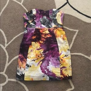 Macys Purple Yellow Strapless Sundress S